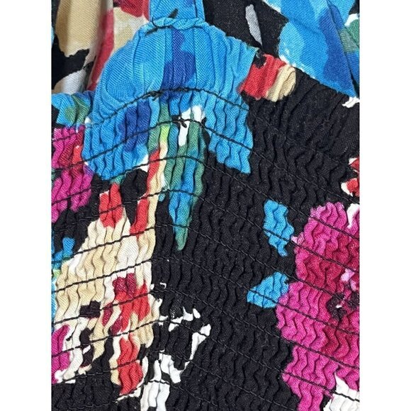 Torrid Top Women 1X Blue Pullover Tank Floral Smock Lace Cami Boho Western Flowy - Picture 10 of 14